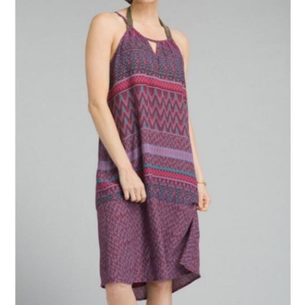 Prana Women's Black Cherry Laurel Nari  Tribal Pattern Dress Size X-Small 1533 - Picture 3 of 9